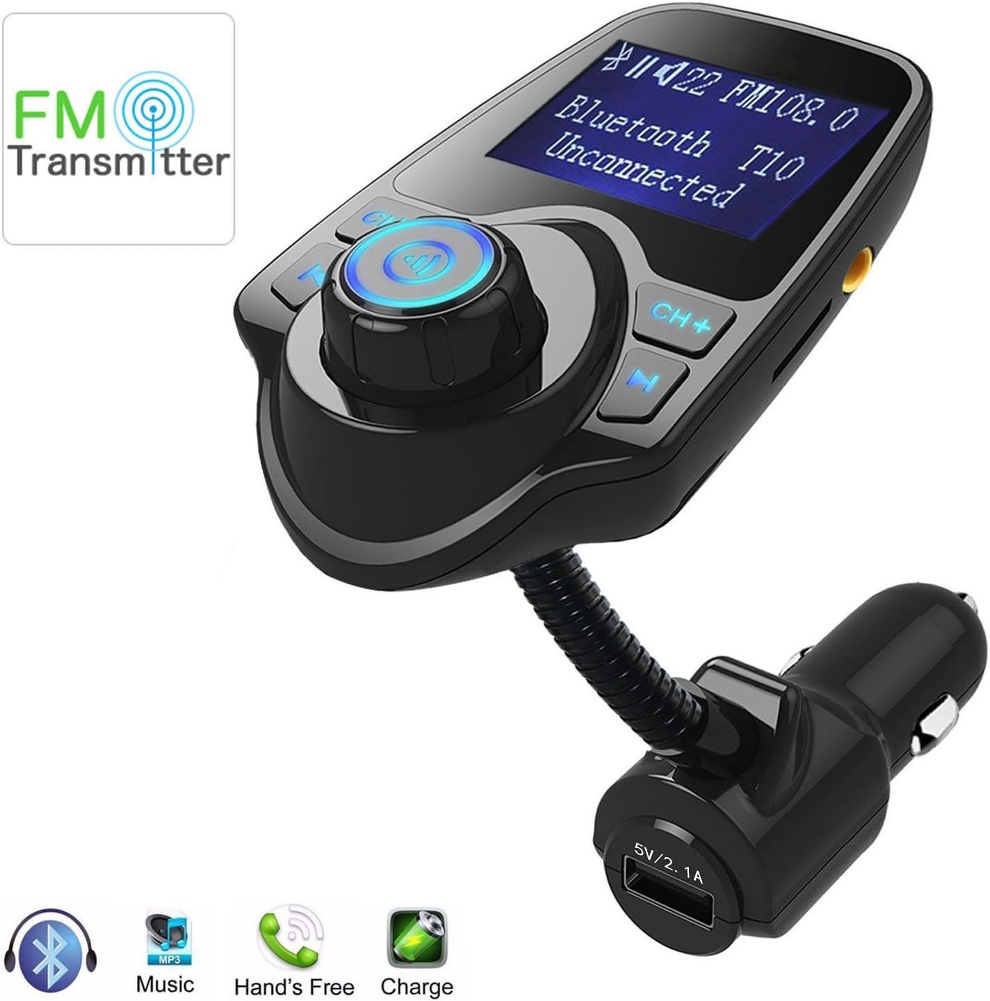 Amazon Eeekit Bluetooth Fmトランスミッターワイヤレスで車ラジオアダプタusb充電器 Tfカードスロット Fm トランスミッタ 車 バイク