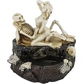 Resin Skull Ashtray Halloween Decoration Home Decor Skeletons Figurines Halloween Ashtray Skull Lover Ashtray Ornament Skeleton Couple Figurine Ashtray for Decor Festival Gift