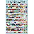 Laminated Flags of the World Poster Geography Classroom Decor International Country Reference Chart Poster Dry Erase Wall Art 16x24