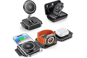 JARGOU 3 in 1 Charging Station for Apple, Foldable Wireless Charging Station for iPhone 16/15/14/13/12 Series, Wireless Charger for iWatch 9/Ultra 2/Ultra/8/7/6/SE/5/4/AirPods 2/3/Pro