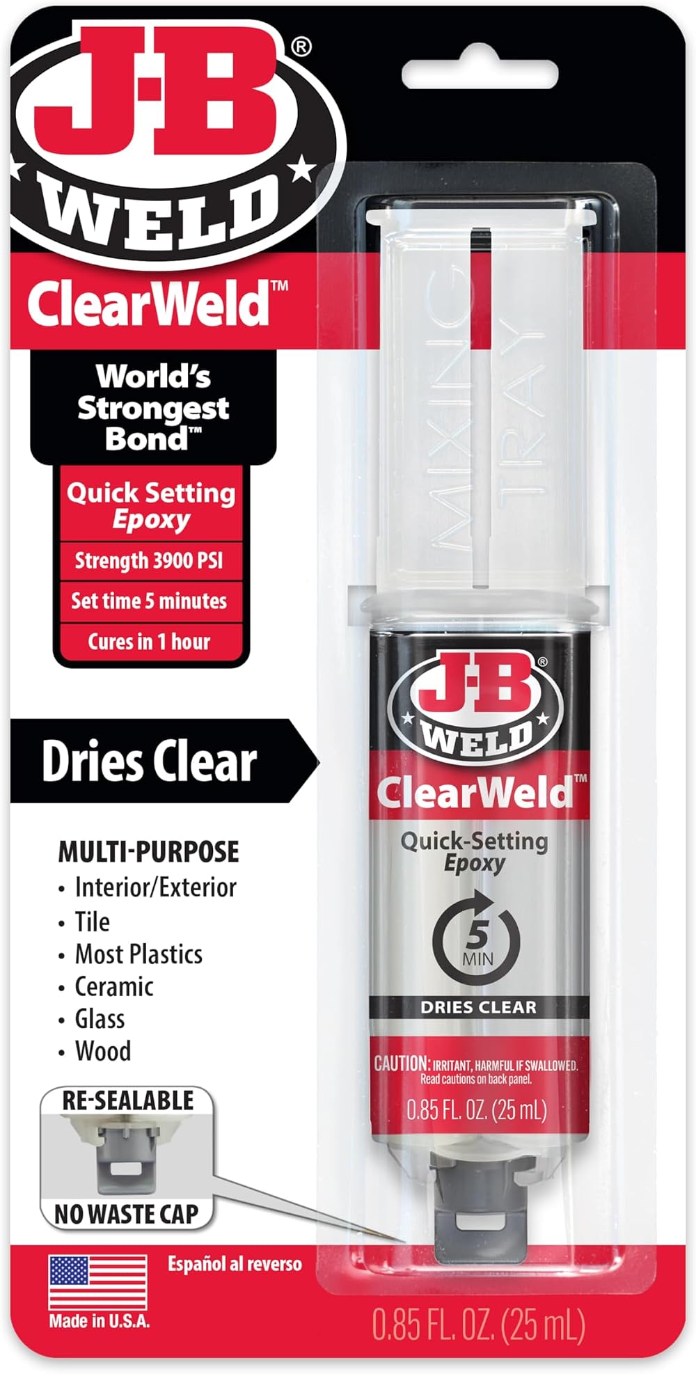 J-B Weld ClearWeld Quick Setting Epoxy 25 ml 4400 psi Bond