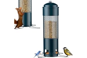 LCSEVEN Bird Feeders for Outdoors Squirrel Proof with Weight-Activated Perches, Hanging Bird Feeder for Outside, Metal Feeder for Wild Cardinal, Finch, Blue Jay, Chickadee, 3LB Seed Capacity, Green