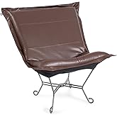 Howard Elliott Collection Scroll Puff Rocker Seating Chair with Cover, Multipurpose Butterfly Seating Chair with Titanium Fra