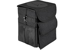 time2go Car Trash Can with Lid and Storage Pockets - 100% Leak-Proof Organizer, Waterproof Garbage Can Car Accessories