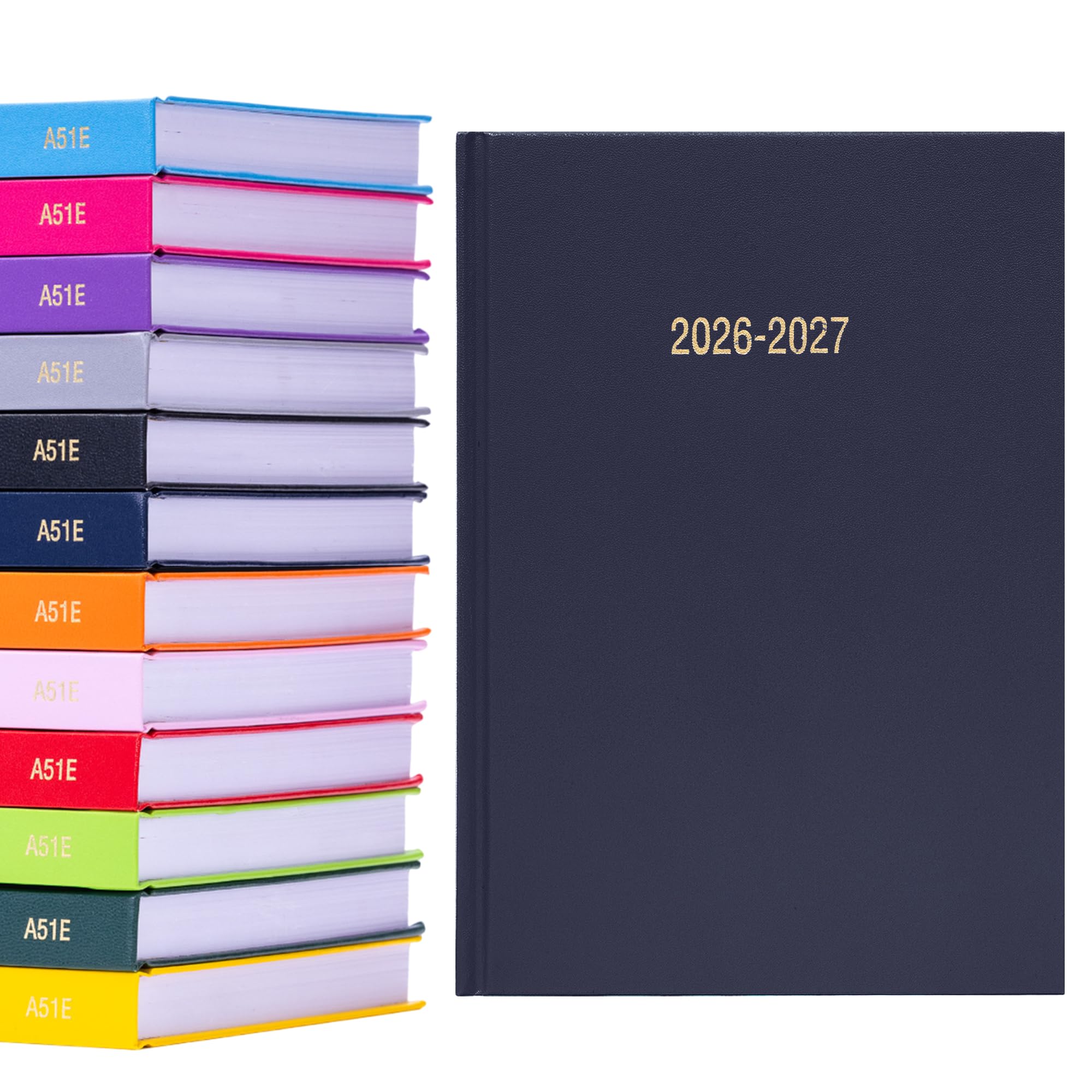 2026 2027 Academic Diary A5 Page a Day - Mid Year Hardback Planner From August 2026 to July 2027 - Student Teacher School Organiser with Ribbon Bookmark (A5, Navy)