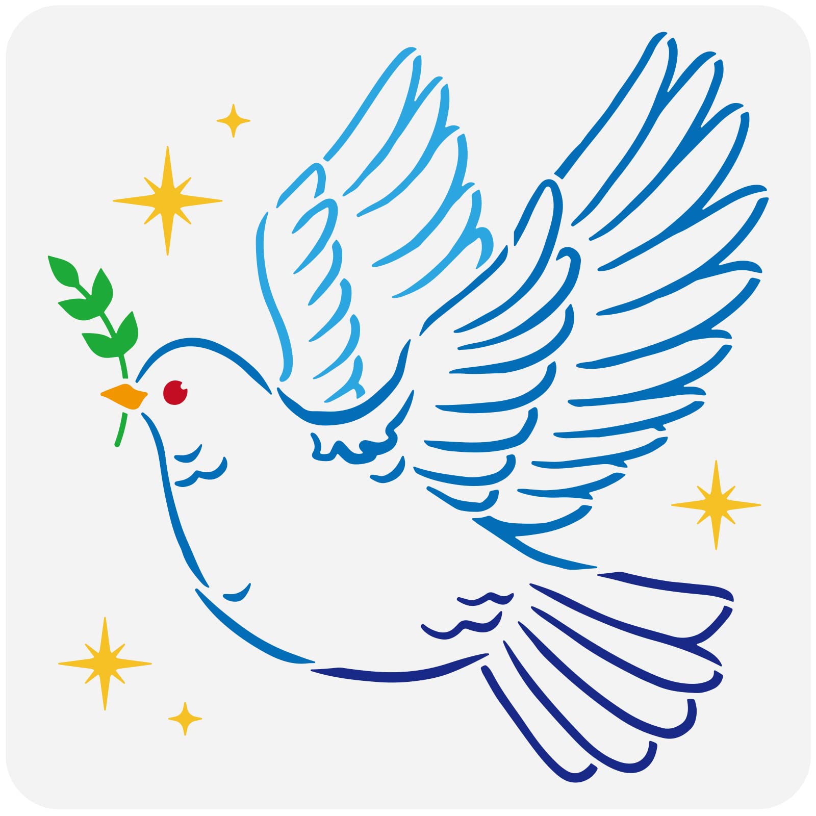 FINGERINSPIRE Dove of Peace Stencil 30x30cm Peace Dove Drawing Painting Stencils Plastic Olive Branch Stars Pattern Reusable DIY Stencils for Painting on Wood Wall Floor Home Decor