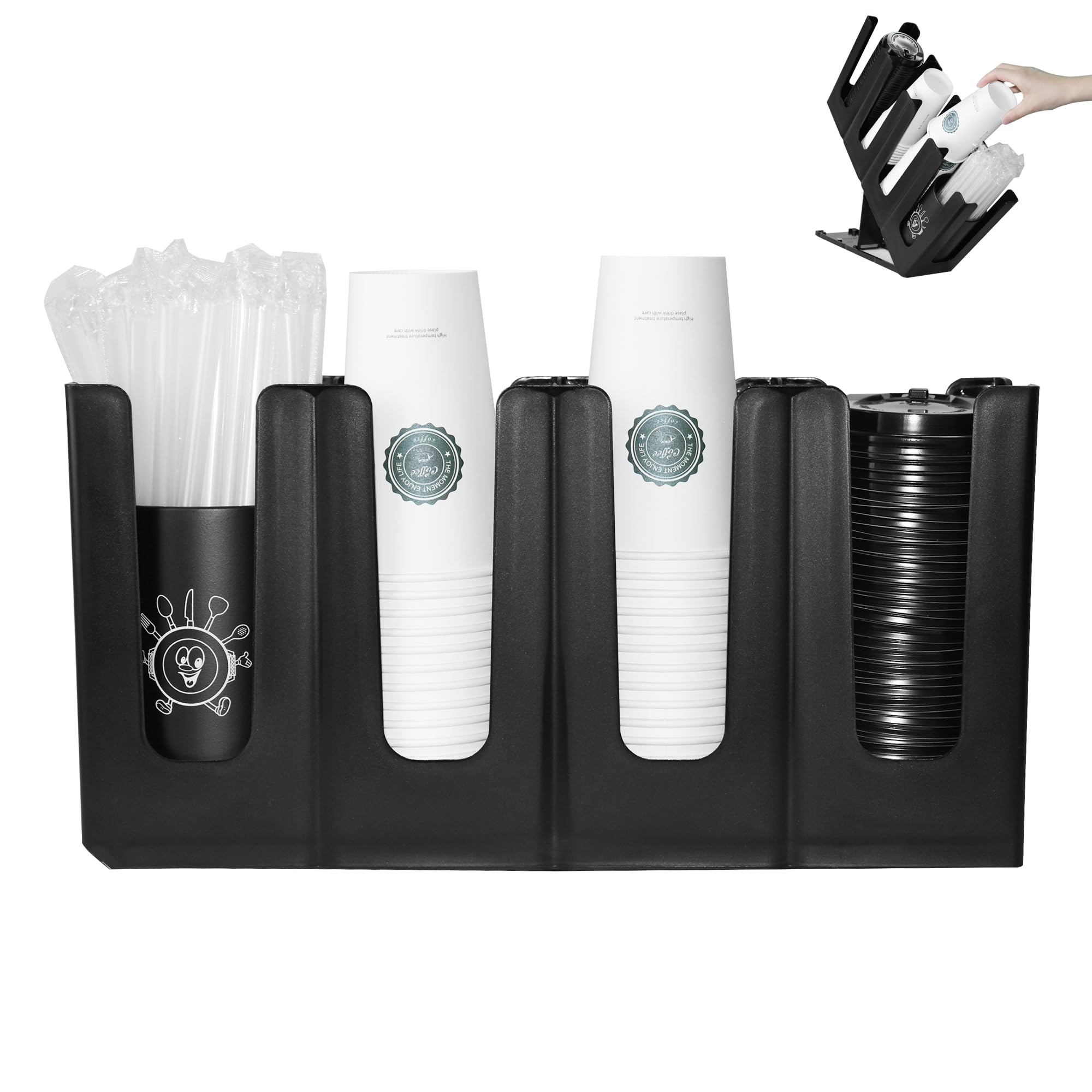 HEWASME Cup Holder Lid Dispenser with Straw Organizer,Disposable Coffee ...