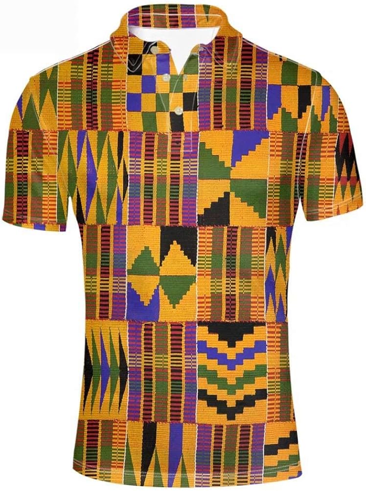 FOR U DESIGNS African Ethnic Tribal Style Button Down Polos Golf Party