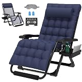 ZENPETIO Oversized Zero Gravity Chair, 33In XXL Zero Gravity Recliner Lounge Chair, Anti Gravity Chair for Indoor and Outdoor, Reclining Camping Chair for Lawn and Patio w/Cushion and Footrest, 500LBS