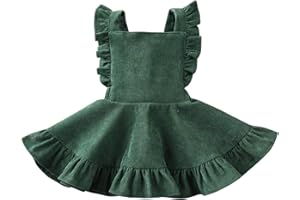 Karuedoo Baby Girls Velvet Suspender Skirt Infant Toddler Ruffled Casual Strap Sundress Summer Outfit Clothes