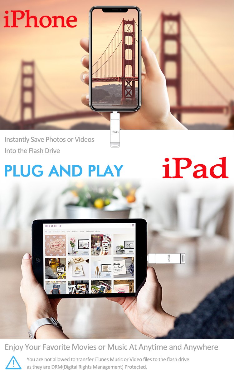 iDiskk MFi Certified 64GB Photo stick for iPhone Lightning memory Stick