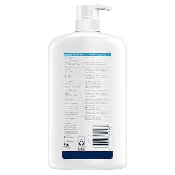 IVORY BODY WASH, DESIGNED FOR THE WHOLE FAMILY, GENTLE FORMULA, FREE OF DYES HEAVY PERFUMES PARABENS PHTHALATES & SILICONES, ORIGINAL SCENT, 35 OZ