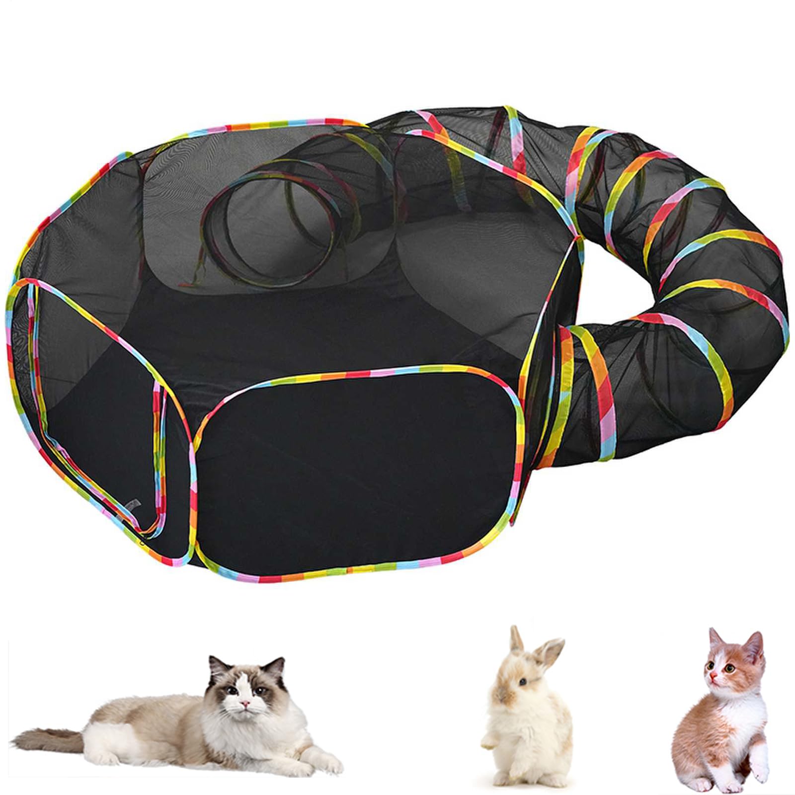 Cat Tunnel,Collapsible Outdoor Rainbow Cat Enclosures Playground,rabbit tunnel,cat toys, Circle Cat Tunnel for Small Medium Pet Cats Dog and other small Animals,suitable for Indoor and Outdoor,gift
