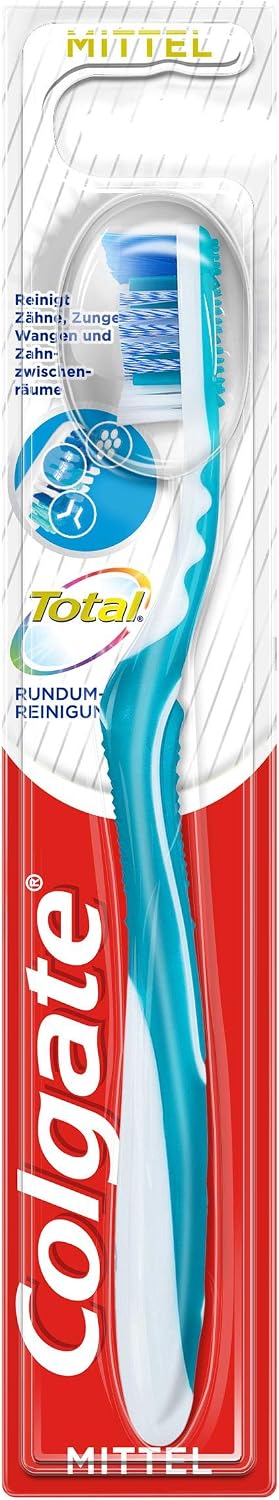 Colgate Total All-Round Cleaning, Medium, 1 Piece, Manual Toothbrush Cleans Tooth Surfaces, Tongue