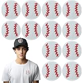 IANZE 12PCS White Baseball Iron on Patches, Sew on Embroidered Applique Baseball Patches for Clothes, Jeans, Hats, T-Shirts, Backpacks, Etc