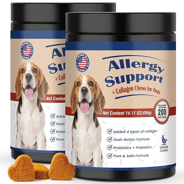 PET ALLERGY RELIEF CHEWS 400PCS WITH NATURAL COLLAGEN...