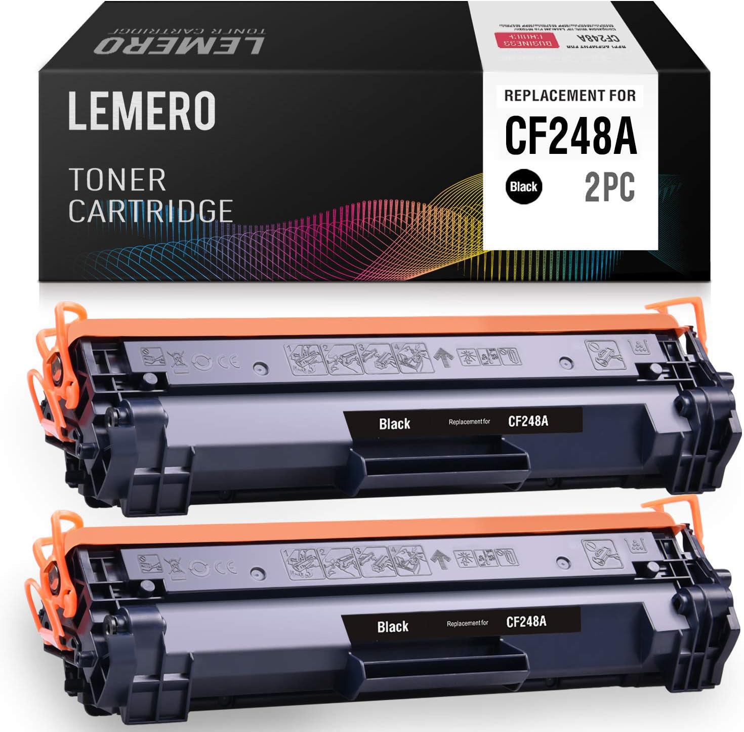 LEMERO Compatible Toner Cartridge Replacement for HP 48A CF248A for Laserjet Pro M15w M15 M16a M16w Laserjet Pro MFP M29w M29a M28w (Black, 2-Pack)