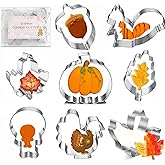 Thanksgiving Cookie Cutters 8PCS Fall Leaves Cookie Cutter Set Turkey, Pumpkin, Maple/Oak Leaf, Corn,Squirrel and Acorn Turke