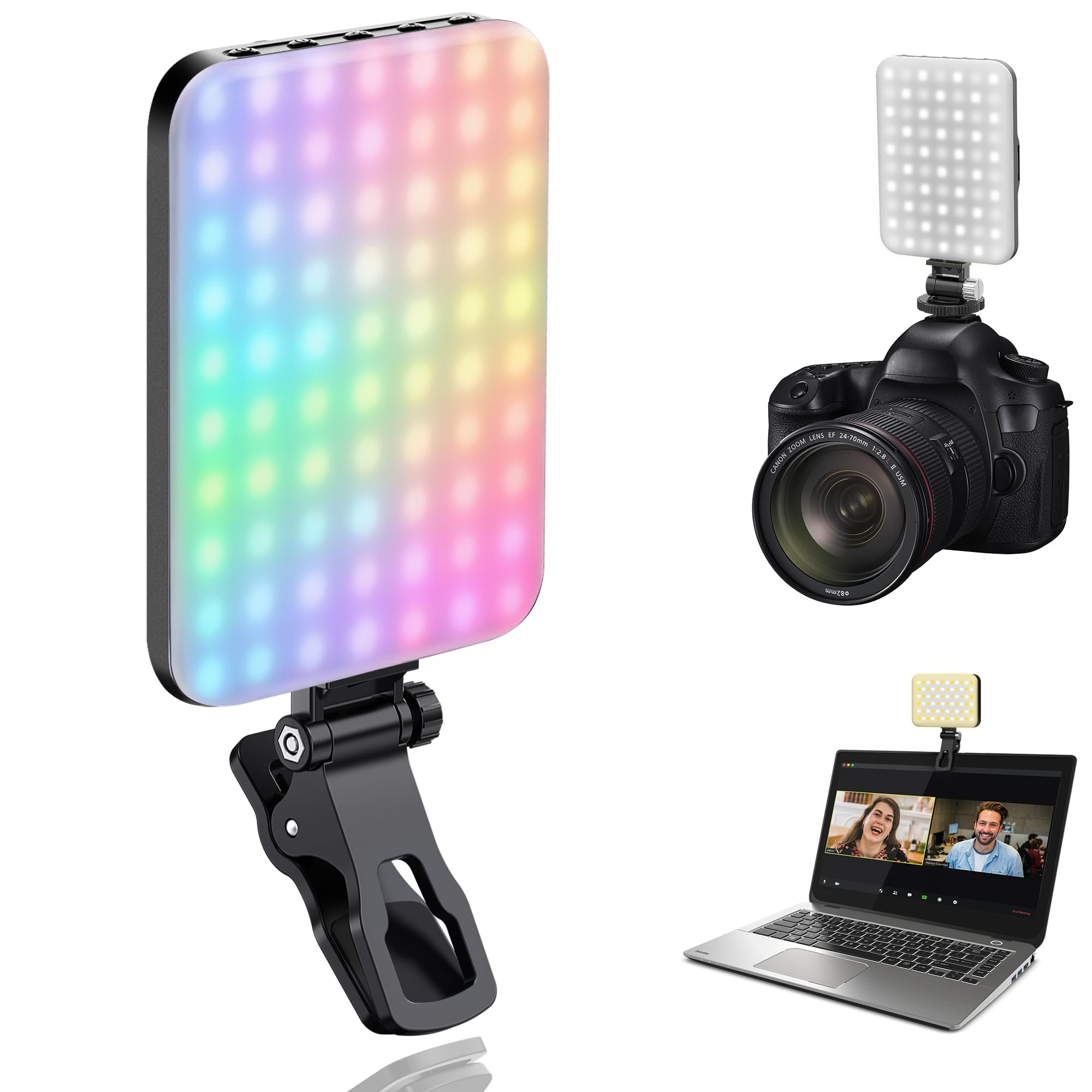 Photo 1 of 108 LED Video Light, 2500K-6500K RGB Selfie Light for iPhone-CRI 97+, 2200mAh Camera Light with 3CCT/RGB 360° Full Color/20 Lighting Effects, Portable Phone Light for Party, Photography, Streaming