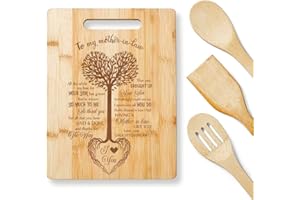 KITCHENVOY Mom Cutting Board - To My Mother in Law Tree Heart Laser Engraved Bamboo Board, Gift for Mother's Day, Holiday - Birthday Presents for Mom - Gifts for Mom from Daughter, Son