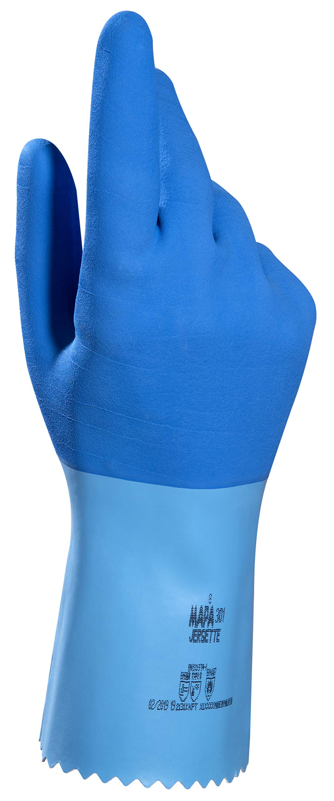 JERSETTE 301 Latex Chemical Resistant Cleaning Gloves, Waterproof, Kitchen, Dishwashing, Floor, Household, Industrial, Plastering Washable/Reusable Blue Size 5 (XXS) Protective Safety Gloves (1 Pair)