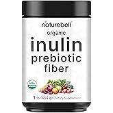 NatureBell Organic Inulin Prebiotic Fiber Powder, 1lb | Natural Chicory Root Source – Easily Mixes with Coffee or Smoothies – Fiber Supplement for Women & Men – Non-GMO, Vegan Friendly, Gluten Free