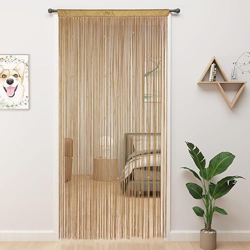 YIIBAII Beaded Curtain Beaded Curtains for Doorways Crystals Suitable for  Interior Decoration and Partitions Hippy Closet Curtains (Ecru, 39