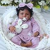 WOOROY Realistic Reborn Baby Dolls Black Girl – 18 Inch African American Newborn Doll, Lifelike Real Life Handcrafted Soft Cloth Body with Accessories Gift Set for Kids Age 3+