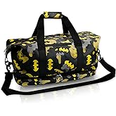 BATMAN Travel Duffle Bag – Superhero Waterproof Sports Gym Bag for Boys Girls Teens, Overnight Weekender with Shoe Compartment and Wet/Dry Pocket, Hero Themed Sleepover Carry-On Tote