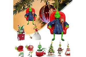 ALINK Christmas Tree Decoration: 9 Pcs Different Christmas Tree Hanging Acrylic Green Christmas Tree Ornaments Set Indoor Out