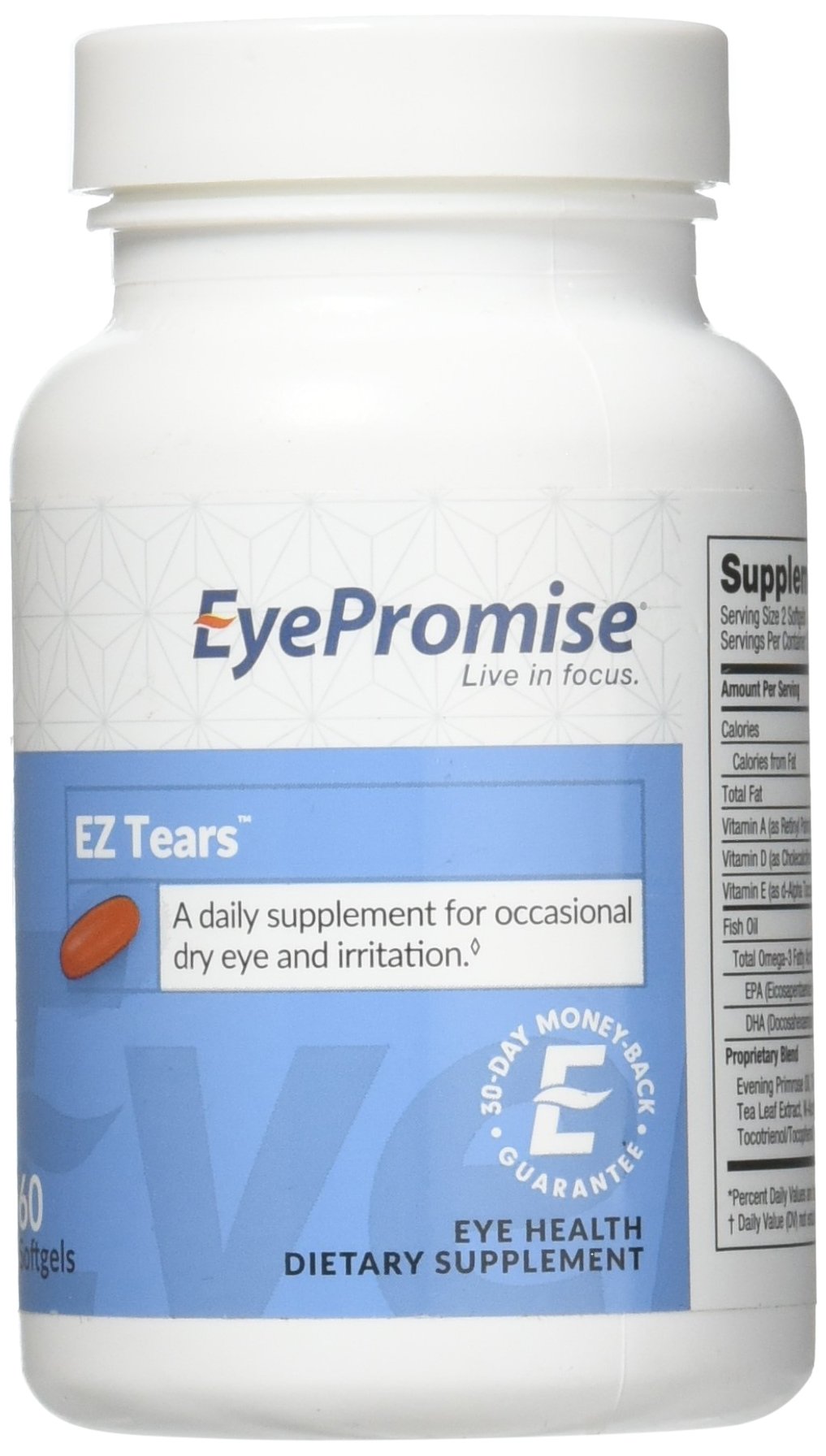 EyePromise EZ Tears Eye Vitamin Occasional Dry Eye Relief Supplement