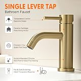 Ibergrif Brushed Nickel Bathroom Basin Mixer Tap Single Hole Lever (Gold view 2