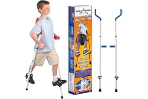 Geospace Adjustable Walkaroo Steel Stilts for Kids - Indoor/Outdoor Play, Exercise, Steel Stilts for Adults- Up to 220 lbs, Height Adjustable Walking Stilts, Kids Stilts -White