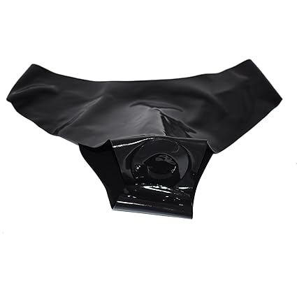 Rubberfashion Mini Latex Hotpants, Latexhotpants sehr kurze Hotpanty mit Anal-Dildo und veredelter Oberfläche nicht chloriert