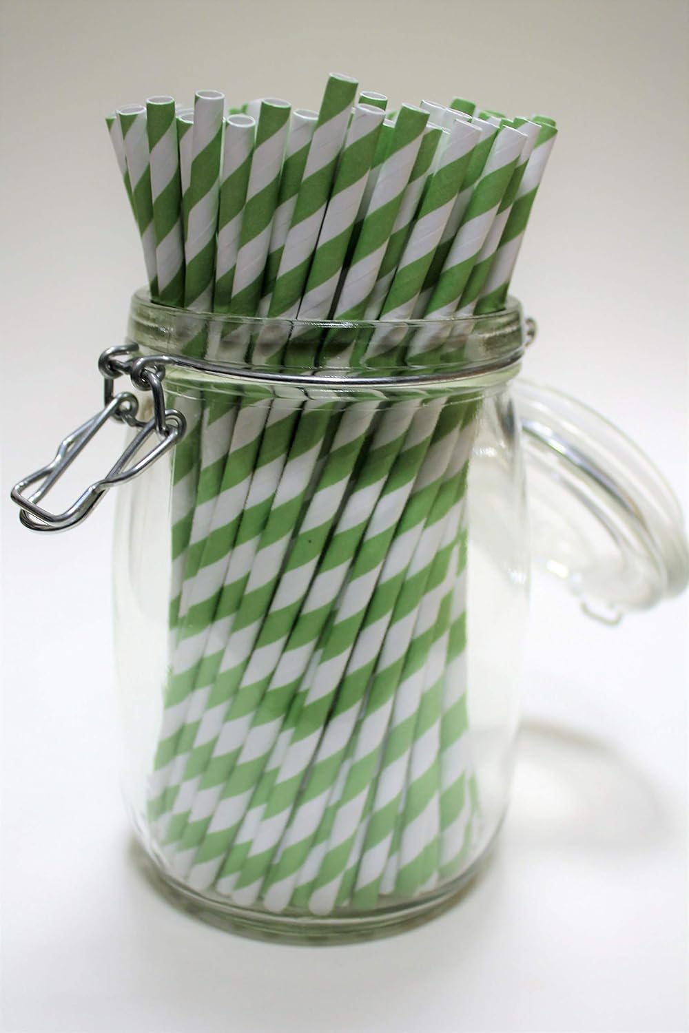Green & White Striped Paper Straws (6mm x 200mm), Pack Size 500 - Image 5