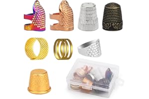 Adjustable Metal Thimble Set - 8 Hand Sewing Finger Protectors with Plastic Storage Box, Sewing Leather Thimble, Perfect DIY 