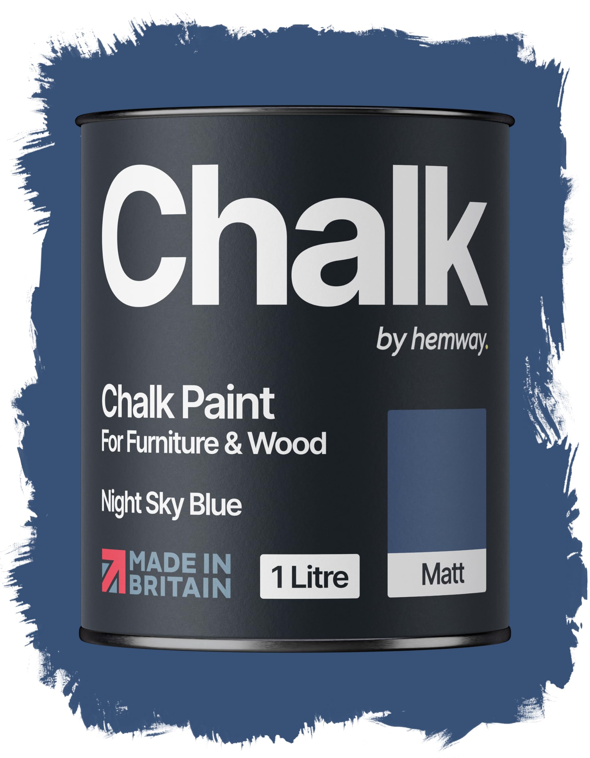 Hemway Chalk Paint Night Sky Blue Furniture Paint 1L, Matt Finish Shabby Chic, Chalk Furniture & Walls, Quick Dry & 1 Coat