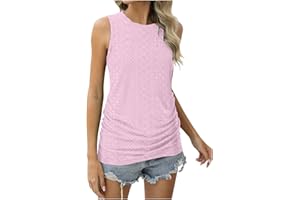 Gcvizuso Tank Top for Women Casual Sleeveless Loose Tie Long High Scoop Neck Shirt Summer Solid Top 2024 Fashion Blouse