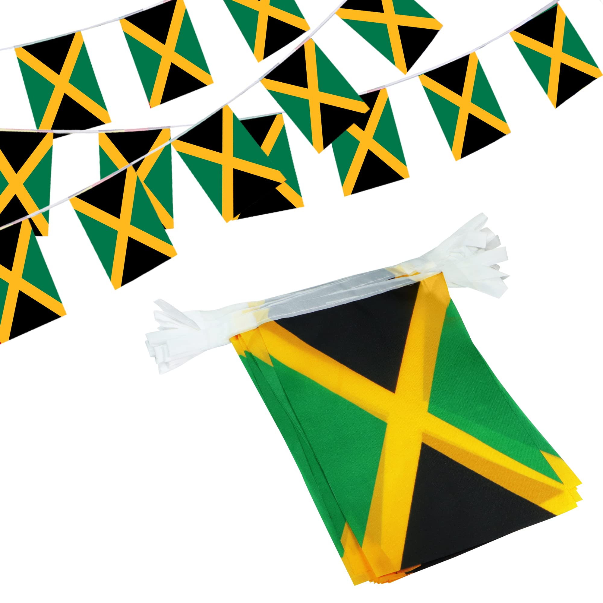 Anley Jamaica String Flag Pennant Banners, Patriotic Events 6th of August Independence Day Decoration Sports Bars - 33 Feet 38 Flags — image 1