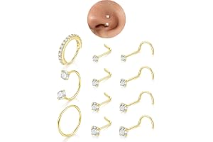 Horseshoe Nose Ring Studs Gold Silver Nose Piercing Jewelry for Women Men | 20g 18g Surgical Steel Hypoallergenic L Shaped Co