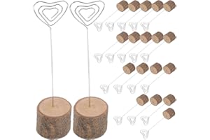 AUTSUPPL 20pcs Wooden Place Card Holder Wooden Cards Stand Wood Place Hold Kraft Silver