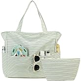 LOIDOU Large Beach Tote Bag Waterproof Sandproof Beach Pool bag with Zipper & Wet Pockets Shoulder Bag Travel Teacher Grocery