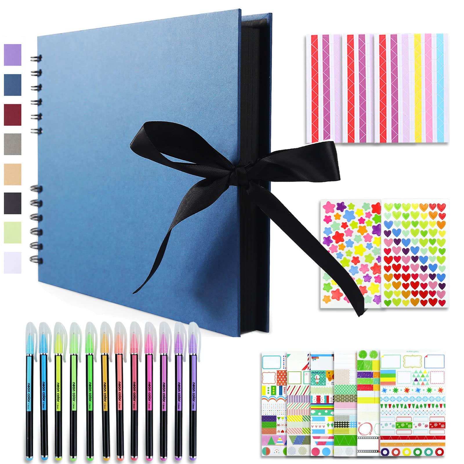 Vienrose Scrapbook Kit 80 Page DIY Photo Album Memory Book 28.5x21 cm with Silk Ribbon, Craft Paper Album Holds 240 4x6 Photos for Wedding Guest Book, Anniversary, Baby, Travel, Valentines Day