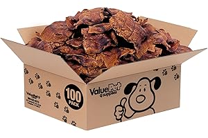 ValueBull USA Rawhide Chips, Natural Beef Flavor, 100 Count Bulk Pack - Natural & Safe, USA Beef Hide, Long Lasting, Chemical Free, No Artificial Flavors