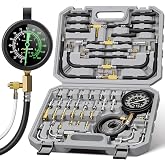 AUTOWN 45-Piece Pro Fuel Pressure Tester Kit, 0-140 PSI Fluorescent Glow Gauge, Complete Adapters for Gasoline Cars, Trucks &amp; SUVs