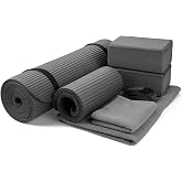 BalanceFrom 7-Piece Yoga Set with 71x24x0.5 Inches Extra Thick Mat and Carrying Sling &ndash; Includes 2 Blocks, Stretch Strap, 2 Towels, and Knee Pad for Home, Studio, and Gym Workouts