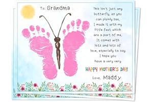 DIY Mothers Day Footprints Butterfly Art Craft Keepsake, Mothers Day Butterfly Footprint Memory Keepsake Decoration, Crafts G