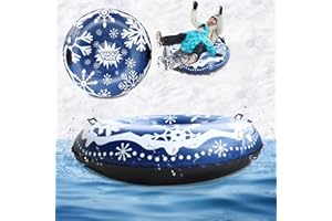 Heliwoo Inflatable Swimming Floating Adventure River Tubes for Kids and Adults, Snow Tubes for Sledding Heavy Duty with 0.6MM Thick Bottom, Snow Tube Sled for Winter Fun(Blue)