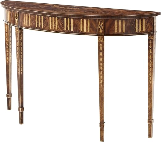 Amazon Com Ega George Iii Mahogany Rosewood And Parquetry Inlaid Demi Lune Console Table Kitchen Dining