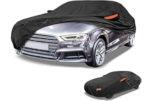 Partuto Universal Car Cover Waterproof All Weather 190T-PU, UV Sun Rain Protection, Fits for Sedan Length 178"-186", with Lef